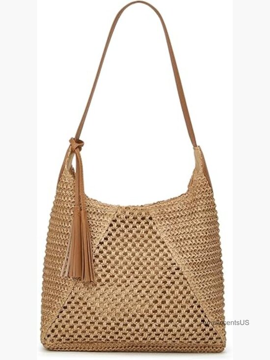 Handbags - Large Straw Woven Tote Shoulder Bag Summer Beach Tassel Casual Handbag